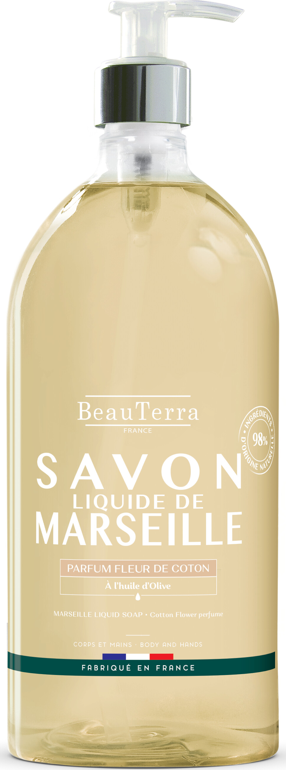 Beauterra Marseille Flydende Sæbe Cotton Flower - Beauterra Hudpleje  - 3770008167674