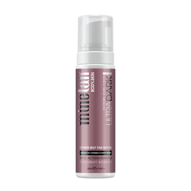 Dark Brown Minetan Ultra Dark Express Self Tan Mousse 200 - Minetan Hudpleje  - 9347108004235